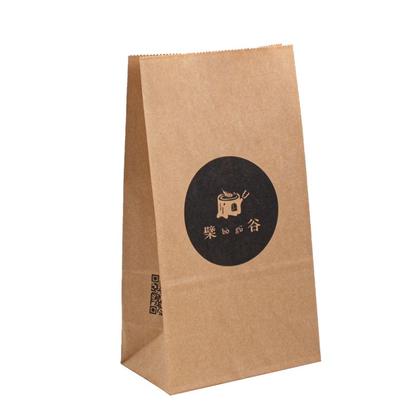 Papper anpassad papperspåse logotyp brun förpackning grossist mat papperspåse förpackning