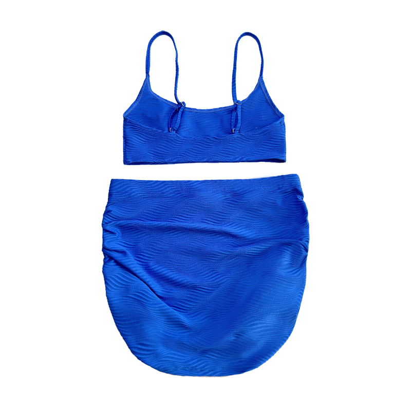 Grundläggande Suspender Swimsuit veckad kjol blå mönster specialduk