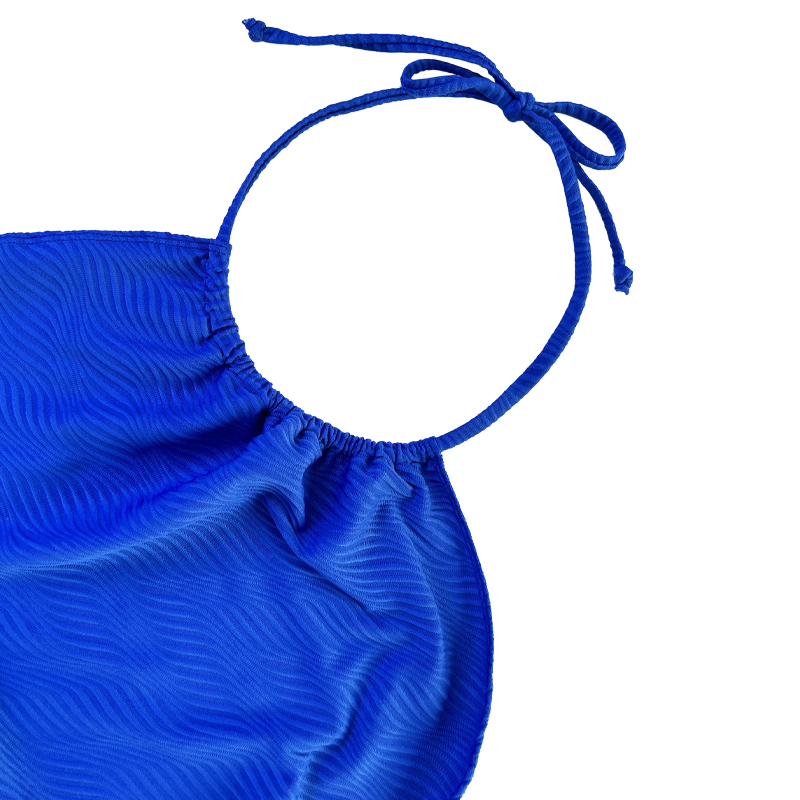 Blå mönster Specialduk Halter Strap Dress One-Piece Baddräkt