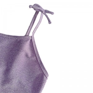 Lila barns halter båge grundläggande silvertråd ett stycke baddräkt