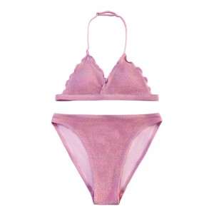 Barns hals flänsade triangelkopp tvådelar baddräkt söt