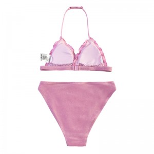 Barns hals flänsade triangelkopp tvådelar baddräkt söt