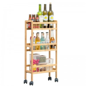 Bambu 3-Tier Kitchen Storage Cart Slim Slide Out Rolling Pantry Hylla Organizer Rack