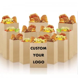 Engångsbiologisknedbrytbar kaffebönbakeri anpassad färg mat Kraft Brown Inget handtag SOS Ta bort papperspåse