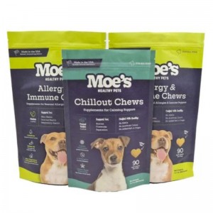 Anpassad designförpackning blixtlåsspåse plastpåsar logo husdjur snacks hund behandla väska husdjur väska paket