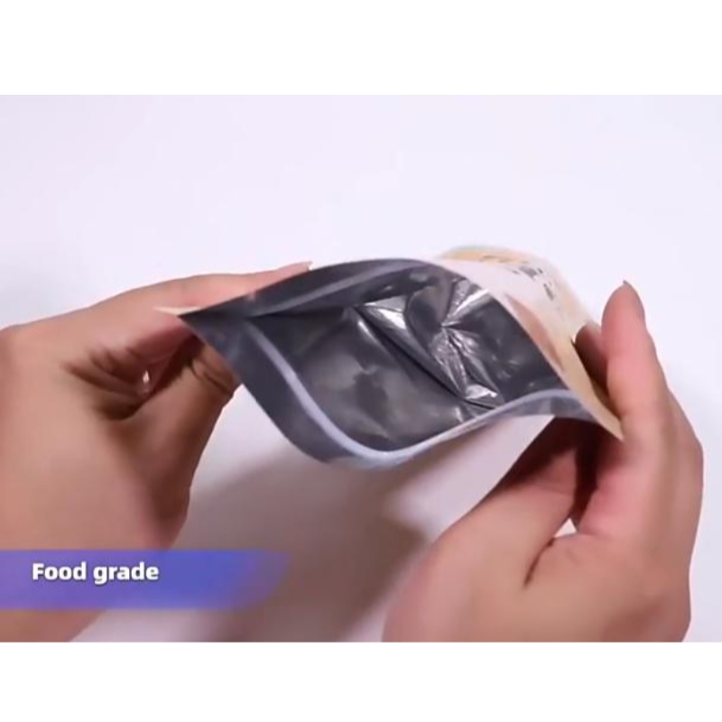 Anpassad tryckt matförpackningspåse Ziplock Kraft Paper Stand Up Pouch med dragkedja och fönster