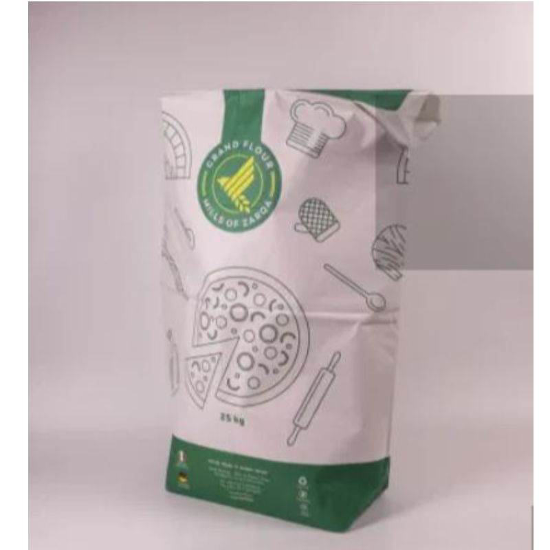 Multilayers Kraft Paper Wheat Bakery Maida mjölförpackningspåse storlek 25 kg
