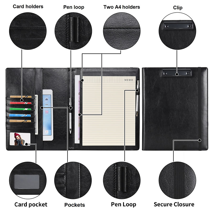 Läderklippsbavel Partfolio Notepad -formulär Innehavare Dokument Case A4 A5