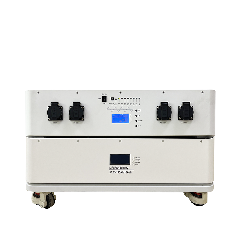 Stackbar energi Hemlagring 10KWH Battery Litium Batterilagring 51.2V 190A med 6000W inverterare