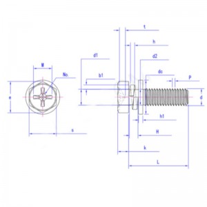 korsförsänkt sexkantsbult med fördjupning och fjäderbricka
