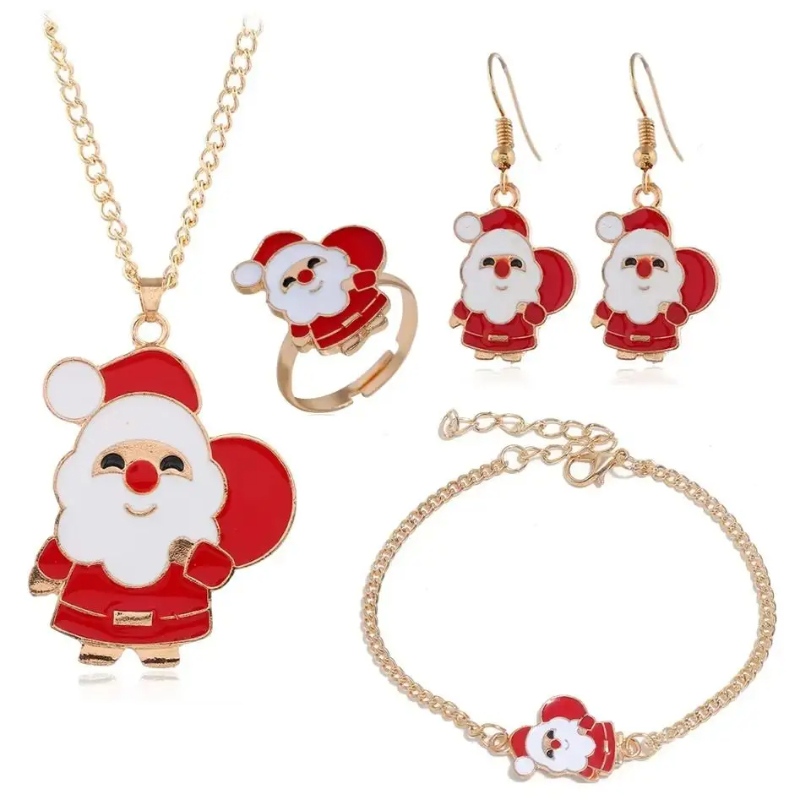 Jultema smycken Set Renklockor Jultomten Julgran Support Customization