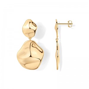 Hongde 14K guldpläterade 925 sterling silver stolpar Teardrop Statement Dangle örhängen