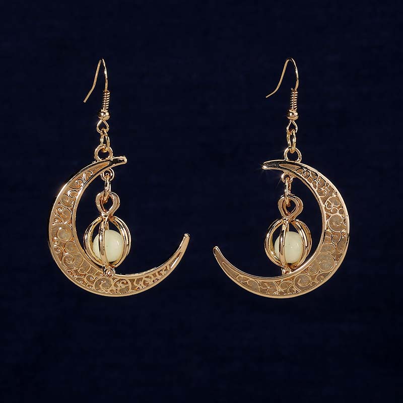 Hongde Glow in The Dark Silver Crescent Moon örhängen