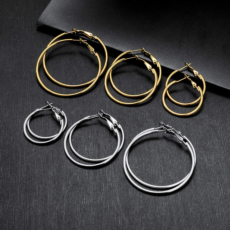 Hongde rostfritt stål guld silver pläterade Hoop örhängen för kvinnor