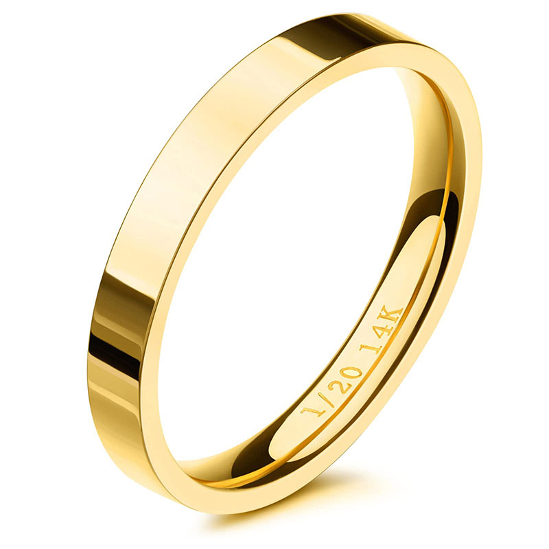 Hongde 14K guldfyllda ringar läckra guld staplingsbara stapelbara band storlek 4 till 11