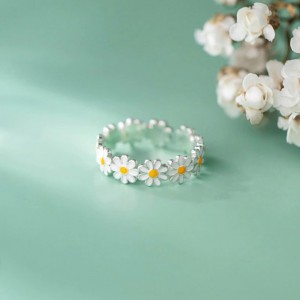 Hongde Lovely Daisy Flower Rings Justerbar Öppen Ring Daisy Delight Ring For Woman For Man