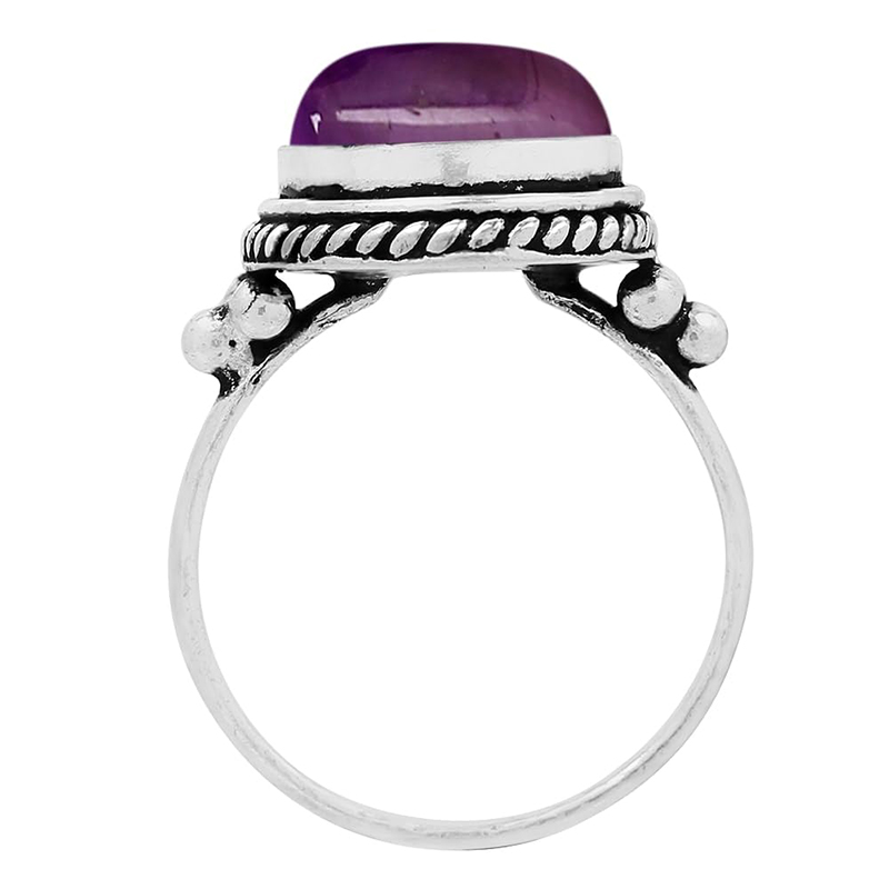 Hongde Mystic Amethyst Sterling Ring 925 Sterling Silver Pläterad Handgjorda Statement Ringar För Kvinnor Southwest Bohemian Birthstone Ring Smycken