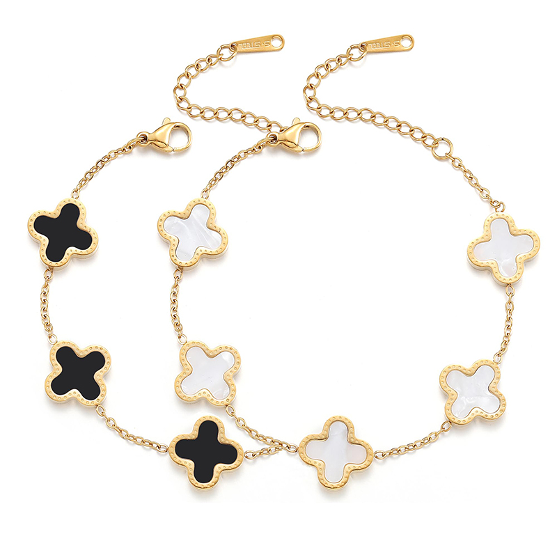 Hongde 18K guld-Pläterade män\s och kvinnor\s fyrklöver Lucky Armband