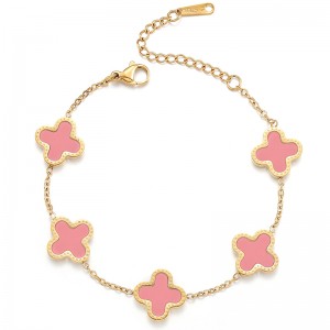 Hongde 18K guld-Pläterade män\\s och kvinnor\\s fyrklöver Lucky Armband