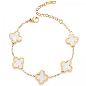 Hongde 18K guld-Pläterade män\\s och kvinnor\\s fyrklöver Lucky Armband