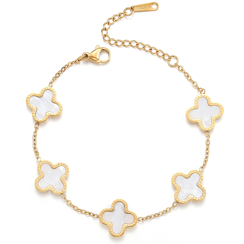 Hongde 18K guld-Pläterade män\s och kvinnor\s fyrklöver Lucky Armband