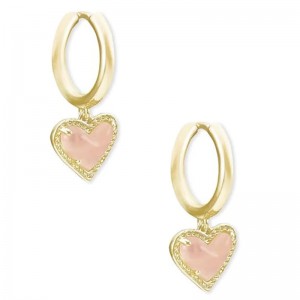 Blush Heart Charm Hoop örhängen Heart Huggie örhängen för kvinnor, modesmycken