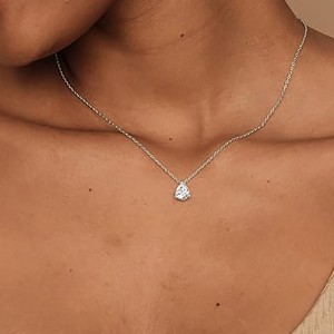 Oval tår-formad konstgjord diamant hänge laser elegant halsband justerbar