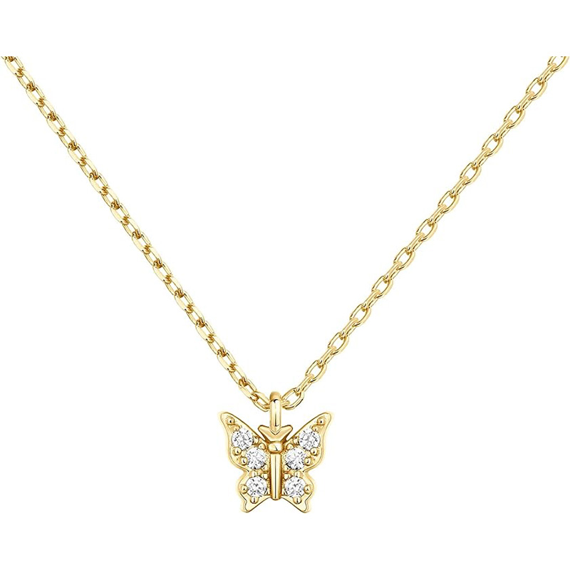 14K guldpläterad läcker cubic zirconia hänge halsband för kvinnor Butterfly hänge lager kedja halsband