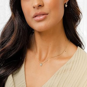 14K guldpläterad läcker cubic zirconia hänge halsband för kvinnor Butterfly hänge lager kedja halsband
