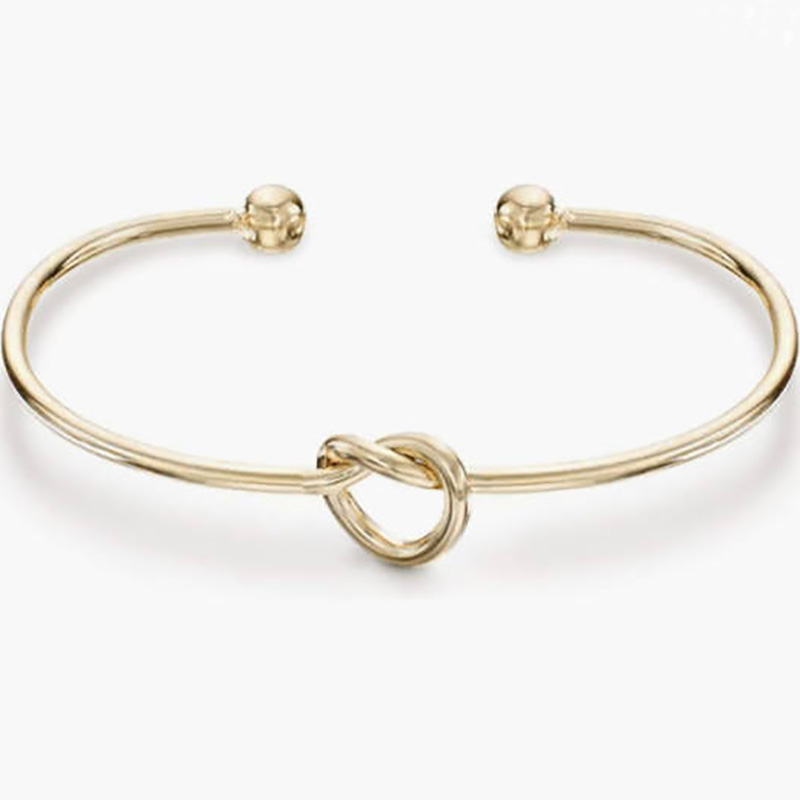 4K guldpläterad för alltid kärlek knut oändlighet armband armband för kvinnor justerbar guld armband armband för kvinnor elegant guld-Pläterad öppen manschettarmband med knutdesign - Moderna minimalistiska smycken för dagliga slitage och speciella tillfällen