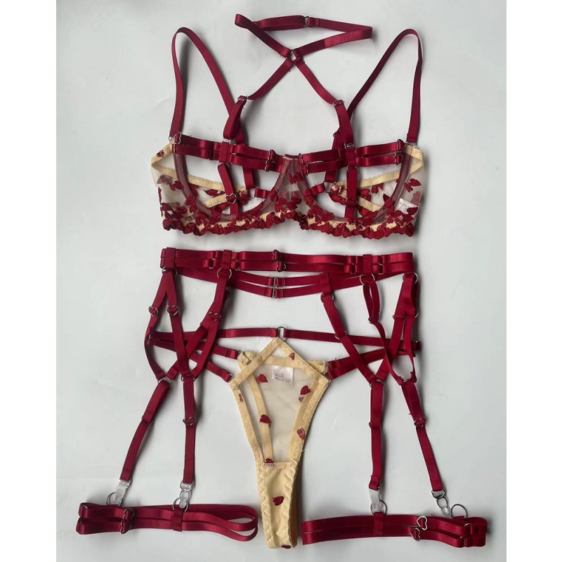 Korsa - Gräns ​​sexig underkläder. Fashionabla två - tonskärning med slips - remmar. Intrikata och utarbetade erotiska underkläder fem - Piece Set. MY96638 Pris:$129.99