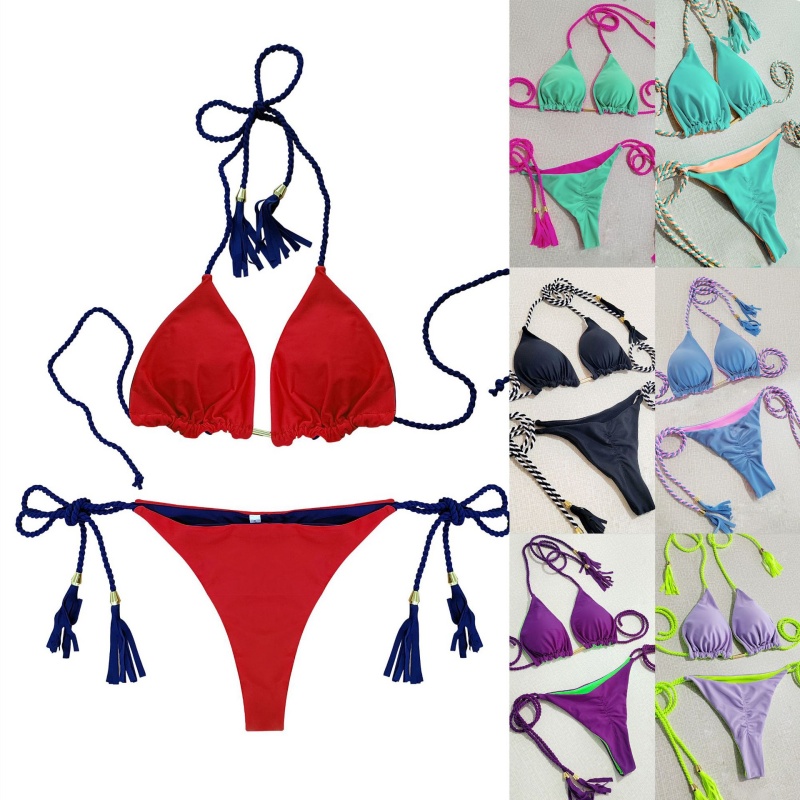 Sexiga två - bit bikini för heta flickor. Triangelstil, dubbel - sidofärg - blockering. Strandbikini baddräkt, tre - Point Style 8826 Pris:$79.99