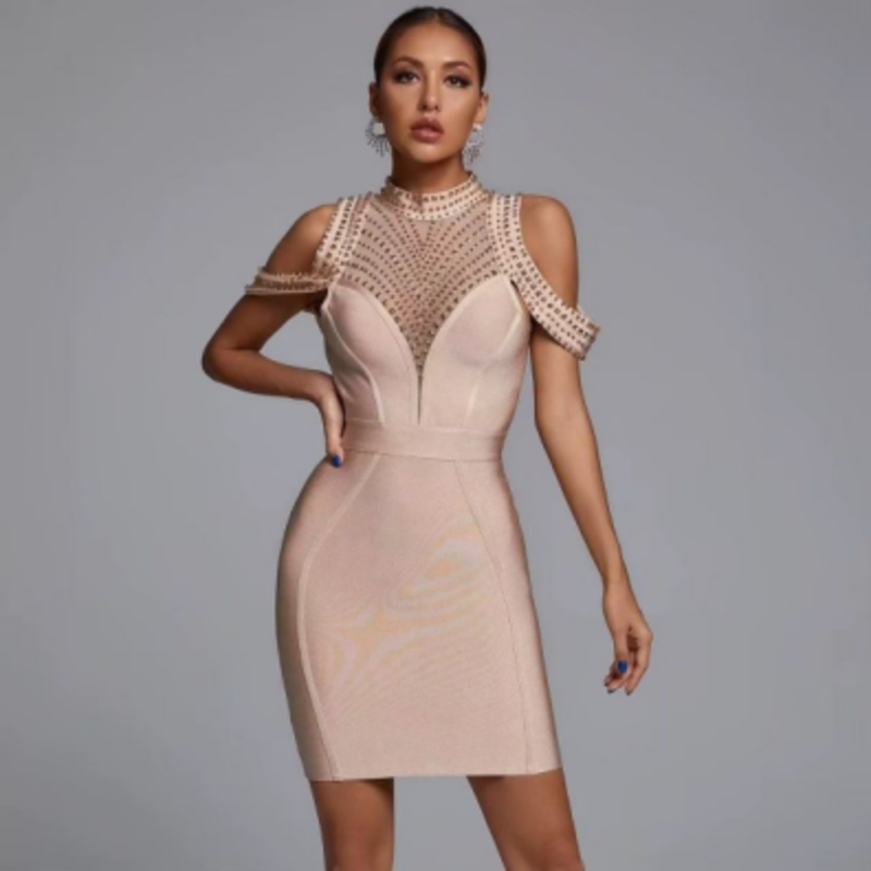 Summer Knit Bandage Spaghetti Stripes, Borrbit axellösa bodycon klänningar klänningar