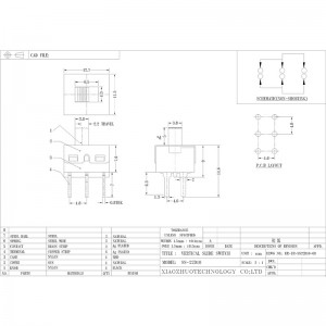 Slide Switch SS22D10 High-Aktuell bildbrytare för medicinska leksaker, ljudutrustning, elektroniska produkter, vertikala och vertikala drag 2-Position Slide Switch